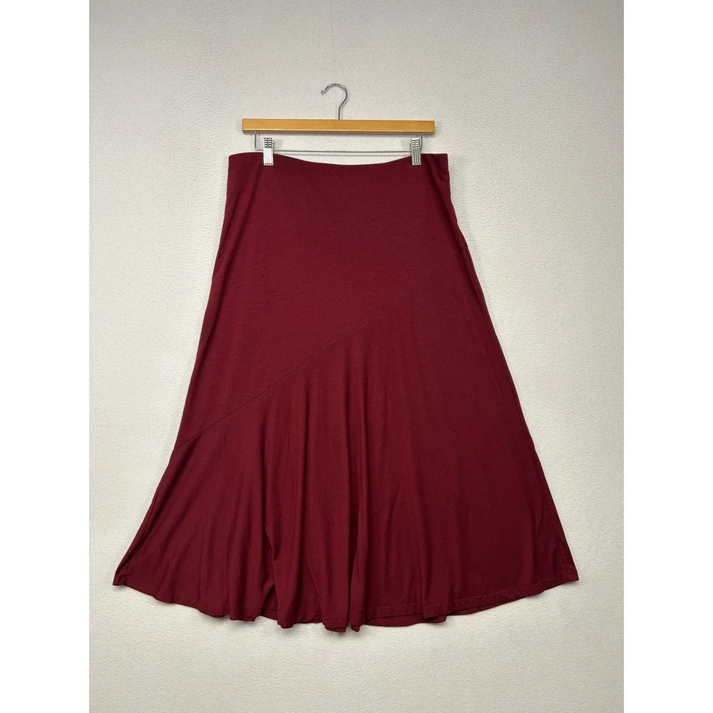 Dark Academia Minimalist American Living Womens L Burgundy A-Line Skirt Western